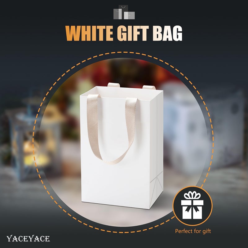 YACEYACE White Gift Bags with Handles  20Pcs 5.25""x3.75""x8"" Small White Paper Gift Bags with Handles Bulk White Kraft Paper Bags White Paper Bags - Image 2